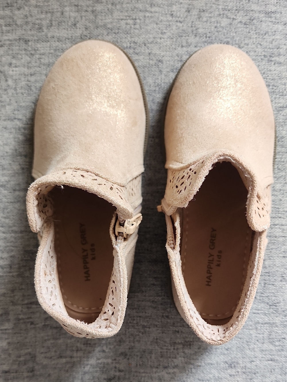 Happily Grey Kids Blush Pink Suede Booties